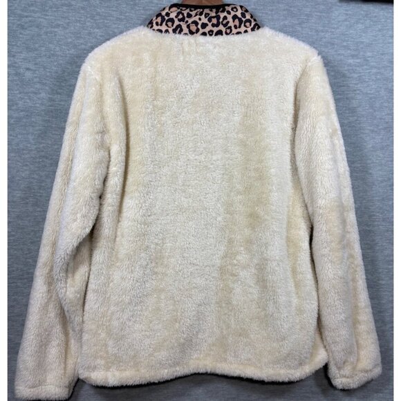 BKE Womens Sherpa Fleece Leopard Print Quarter Zip Pullover Sz M - Picture 5 of 5